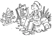 Goblin drawing a gnome