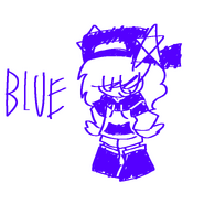 A doodle of Blue, made alongside doodles for the other characters in Multiverse