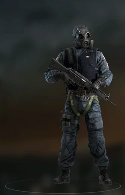 Thatcher armed with an AR33 (Blood Orchid)