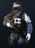 Doc armed with P90 (Post-Blood Orchid)