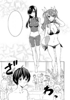 Ikki noticing Ayase and Stella's swimsuits
