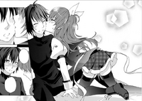 Ikki is kissed by Stella on the cheek