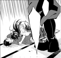 Ayase holding her father's unconscious body