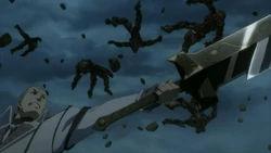 Saijou destroying the golems