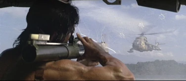Rambo fires the M72 LAW at Podovsky's helicopter