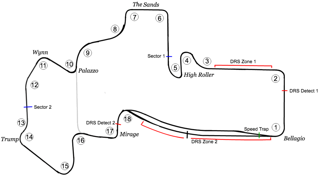 Las Vegas Grand Prix track, Circuit route and map