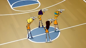 The team practicing in the gym during 