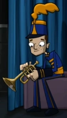 Nameless Boy with Freckles in Marching Band Uniform