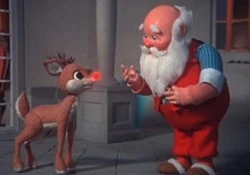 Santa Claus talking to Rudolph in Rudolph’s Shiny New Year.