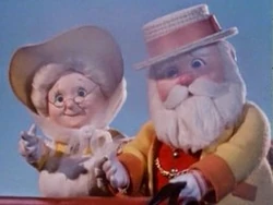 Santa with Mrs. Claus in Rudolph and Frosty’s Christmas in July.