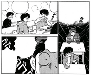 Akane sits near Ranma and Gosunkugi