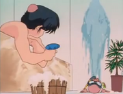 Ranma stops Happosai - Bathhouse Battle