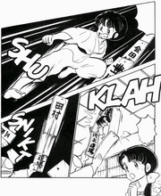 Akane tries to kick Destroyer