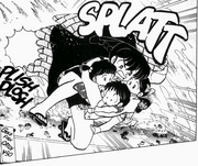 Ranma shields children - Duck, Ranma, Duck!