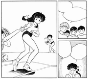 Ranma hit by Baseball