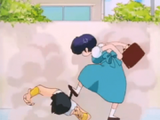 Akane beats up Ranma for him using her to get to Shampoo.