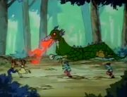 Ranma and Akane run from Fire Dragon