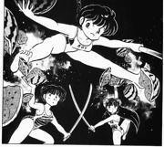 Ranma stops Akane - Shampoo Melon fight