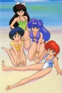 Ranma Girls on the beach in swimsuits