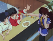 Ukyo hits Ranma - Ukyo's skirt