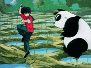 Ranma y Genma en los estanques