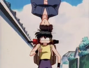 Kuno lands on Ryoga - OVA 11