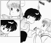 Tsubasa holds Ranma's hand - manga