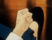 Ranma's hand pinched