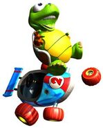 Tiptup and his car in Diddy Kong Racing