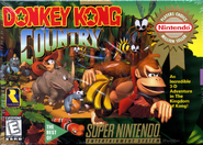 The North American boxart for the Super Nintendo Entertainment System version of Donkey Kong Country.