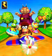 Promotional photo of Diddy and friends being chased by Wizpig.