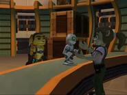 Edwina examining Clank
