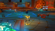 Ratchet fighting inside the mess hall.