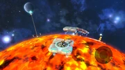 Ratchet exploring one of the game's many moons.