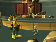 Bob selling Ratchet and Clank the Thruster-Pack.