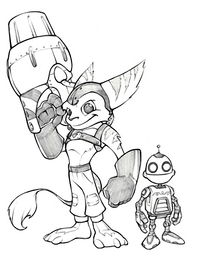 Ratchet and Clank from R&C (2002) concept art