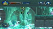 Qwark using ice platforms to escape the acid.