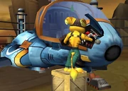 Ratchet operating on his ship.
