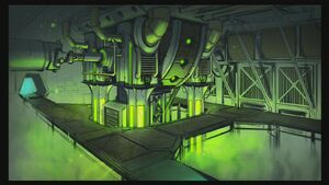 Concept-art de la salle des machines du vaisseau