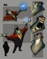 Concept art of Gleeman Vox, showing a hologram of Battle O's cereal.