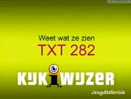 Ending still from a 2005 Kijkwijzer ad, advertising teletext page 282, which contained rating information for television programs, and was accessible on almost every television channel in the Netherlands.