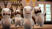 The Rabbids are frightened of the vacuum cleaner