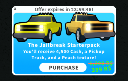 Starter Pack Jailbreak Wiki Fandom - roblox player starter pack