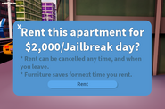 The GUI that appears when you decide to rent an apartment.