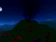 The Volcano Criminal Base at night.