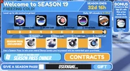The rewards GUI for Season 19: Freezing Cold.