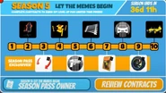The rewards GUI for Season 5: Let the Memes Begin.