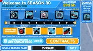 The rewards GUI for Season 30: Darkest Winter.