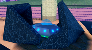 A recreation of the UFO inside the meteor.