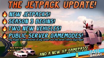Update Log Jailbreak Wiki Fandom - top 3 glitches with jet pack in jailbreak roblox season 3 update